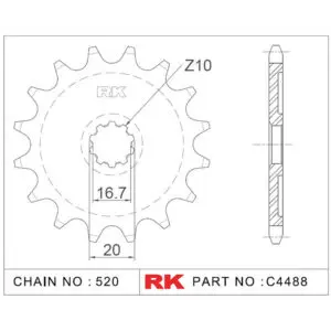 RK Antriebsritzel 4488 520 15Z. f. Suzuki GSX 250 9555387615367
