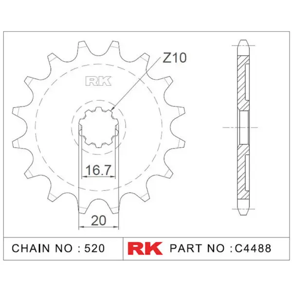 RK Antriebsritzel 4488 520 15Z. f. Suzuki GSX 250 9555387615367