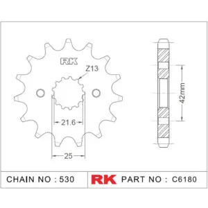 RK Antriebsritzel 6180 530 15Z. f. Bimota SB6 1100 9555387616890