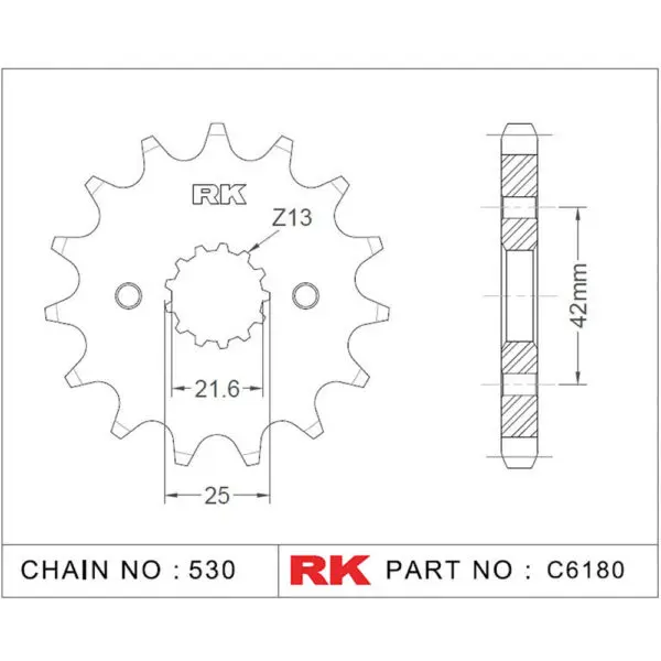 RK Antriebsritzel 6180 530 17Z. f. Kawasaki VN 800 9555387616913