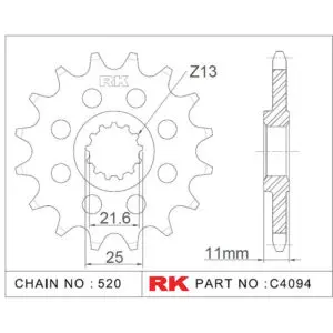 RK Antriebsritzel 4094 520 17Z. f. Yamaha FZ6 600 9555387614025