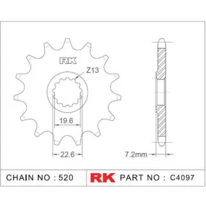 RK Antriebsritzel 4097 520 15Z. f. Suzuki DR 250 9555387614063