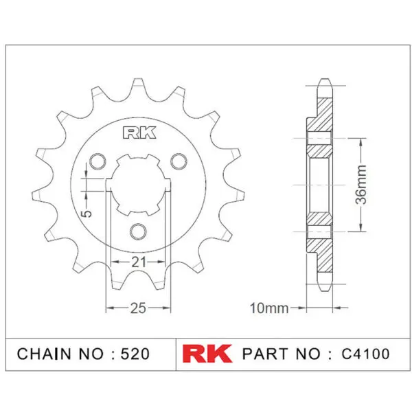 RK Antriebsritzel 4100 520 15Z. f. Suzuki DR 750 9555387614131
