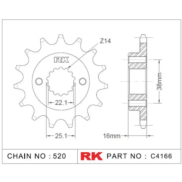 RK Antriebsritzel 4166 520 15Z. f. Bimota DB3 900 9555387614476