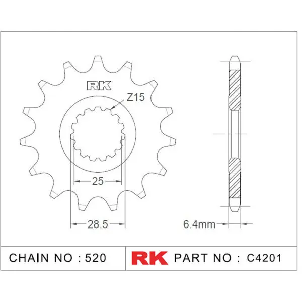 RK Antriebsritzel 4201 520 14Z. f. Yamaha YFM 700 9555387614834