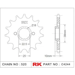 RK Antriebsritzel 4244 520 14Z. f. Husqv. TC 449 9555387615114