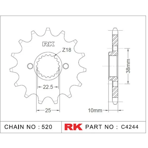 RK Antriebsritzel 4244 520 14Z. f. Husqv. TC 449 9555387615114