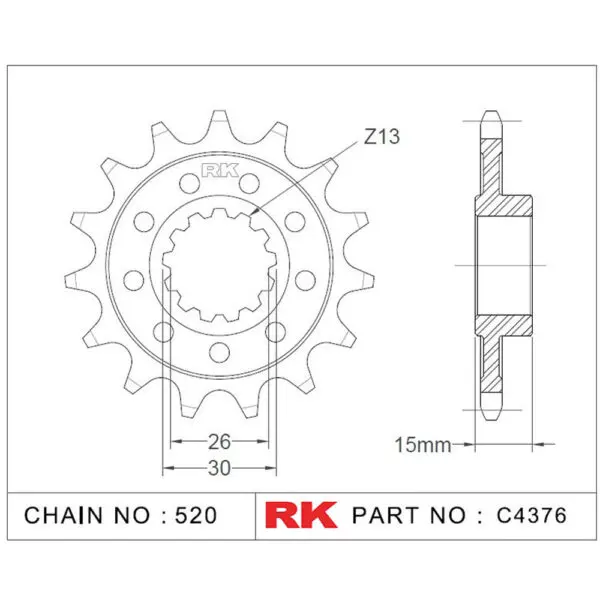 RK Antriebsritzel 4376 520 15Z. 9555387618658