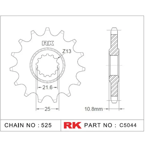 RK Antriebsritzel 5044 525 16Z. f. Yamaha TDM 850 9555387616234