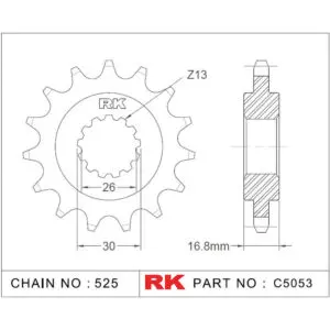 RK Antriebsritzel 5053 525 16Z. passend zu Honda CB 600 9555387616401