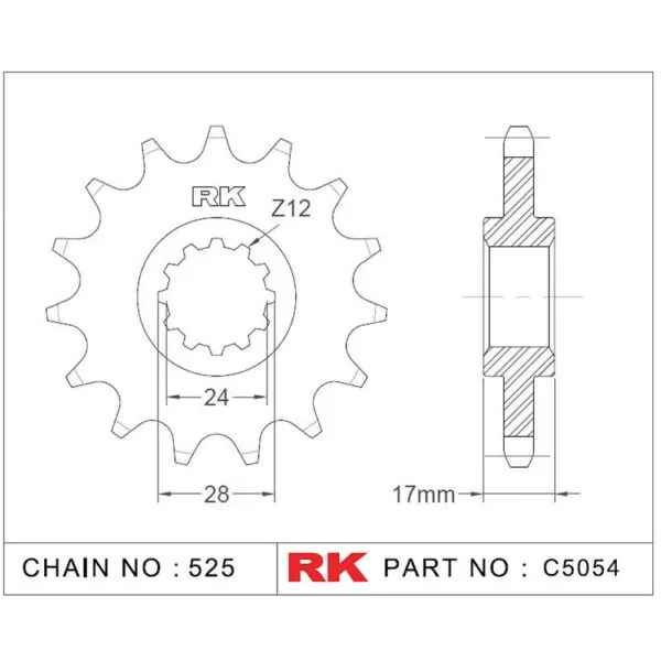 RK Antriebsritzel 5054 525 15Z. passend zu Honda CB 600 9555387616432