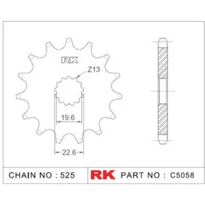 RK Antriebsritzel 5058 525 14Z. f. Suzuki GSF 400 9555387616524