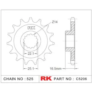 RK Antriebsritzel 5206 525 15Z. für Ducati 1098 1098 9555387616654