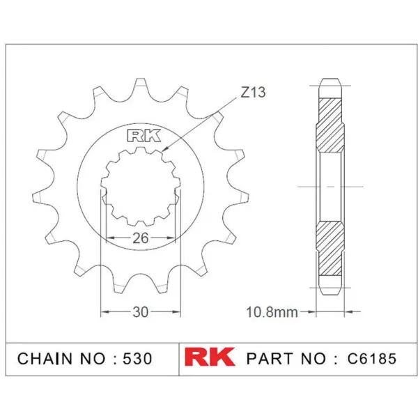 RK Antriebsritzel 6185 530 16Z. f. Yamaha FZS 1000 9555387617088