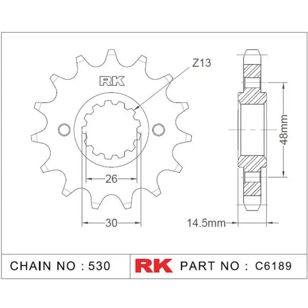 RK Antriebsritzel 6189 530 17Z. passend zu Honda CB 900 9555387617194