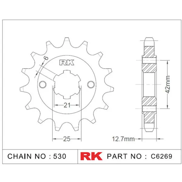 RK Antriebsritzel 6269 530 17Z. passend zu Honda CB 500 9555387617354