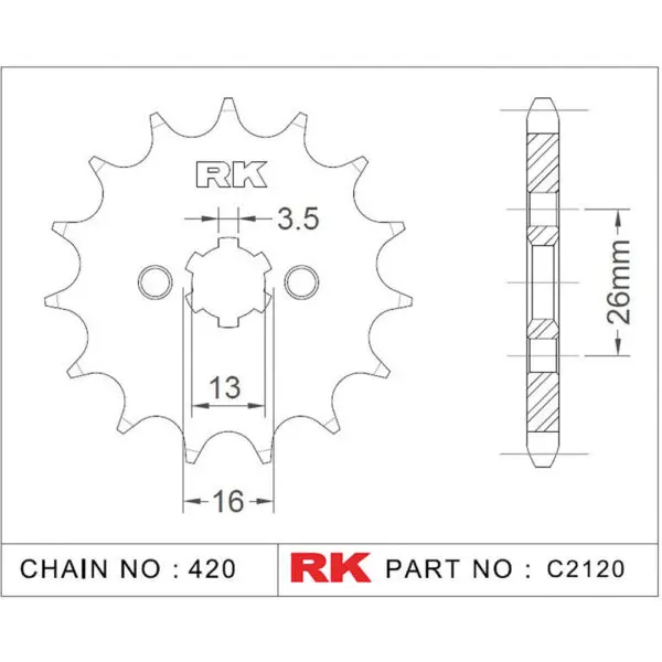 RK Antriebsritzel 2120 420 12Z. f. Suzuki TS 50 9555387611826