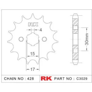 RK Antriebsritzel 3029 428 15Z. passend zu Honda MTX 80 9555387612533