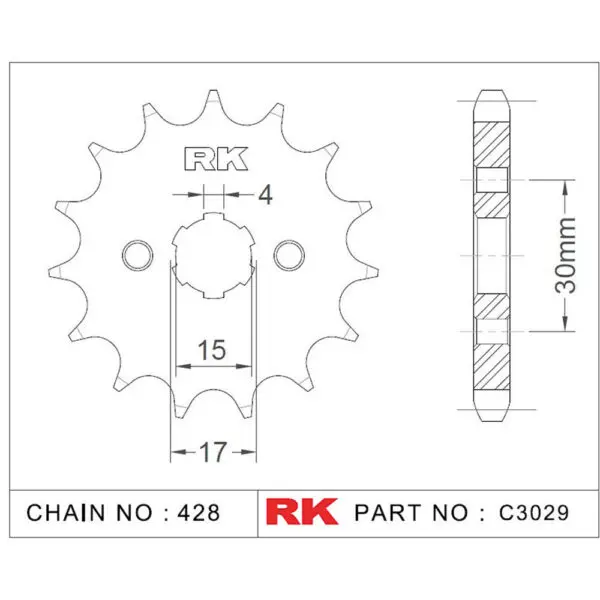 RK Antriebsritzel 3029 428 15Z. passend zu Honda MTX 80 9555387612533