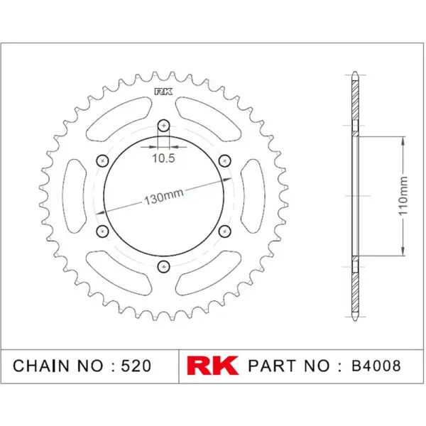 RK Kettenrad 4008 520 Stahl 41 Zähne silber