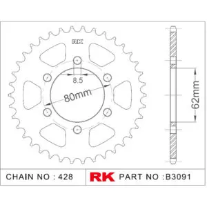 RK Kettenrad 3091 428 Stahl 51 Zähne silber