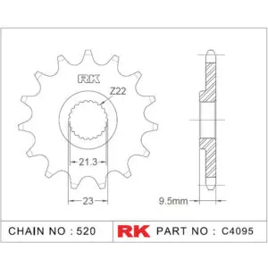 RK Antriebsritzel 4095 520 15Z. f. Yamaha TT 600 9555387614032