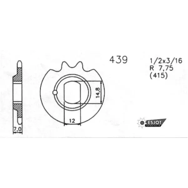 Esjot Kettenritzel Kreidler K 54/0 M 2 12 Zähne 20-0439-12