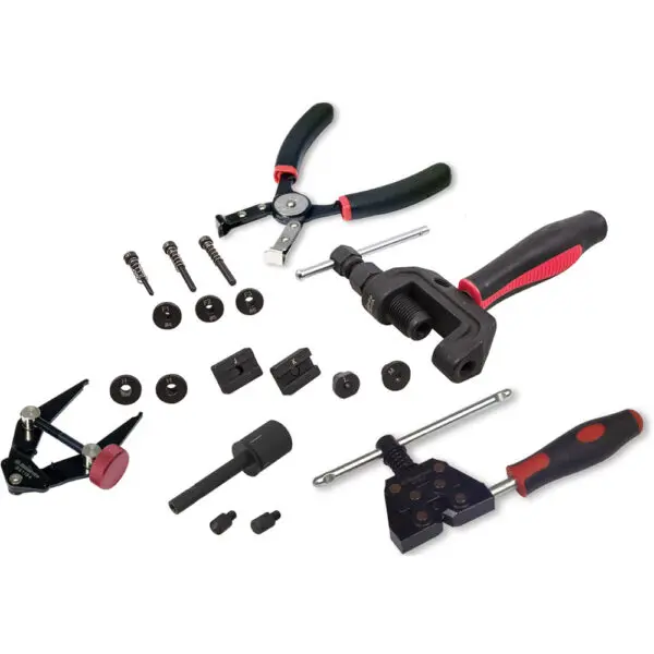Bikeservice Kettentrenn + Nietwerkzeugsatz Profi 19tlg. BS70002 4717991301042