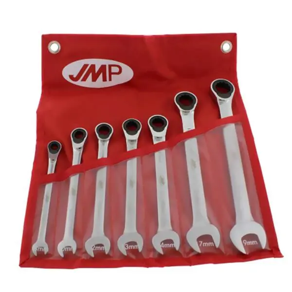 JMP Ratschenringschlüssel-Satz 7-teilig o. Umschaltung schwarz 4043981045215 Wer