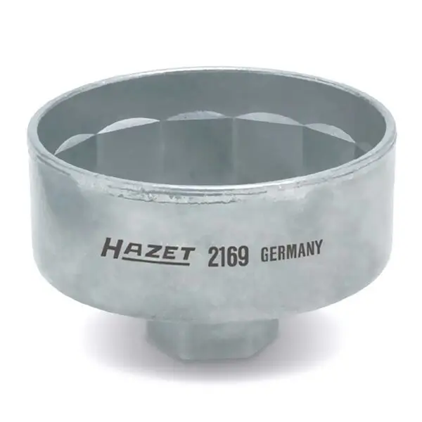 Hazet Ölfilterschlüssel 74,4 mm 14-kant Antrieb 3/8” Außensechskant 27 mm Silber