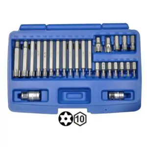 Schraubendreheinsätze-Satz T-Profil Satz Torx + Bohrung 10mm 6kt 26teilig T10-T7