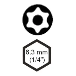 Schraubendreher-Einsatz Bit Torx T9 + Bohrung 1/4 6kt L: 25mm 1/4=6.3mm TBM/4-T9