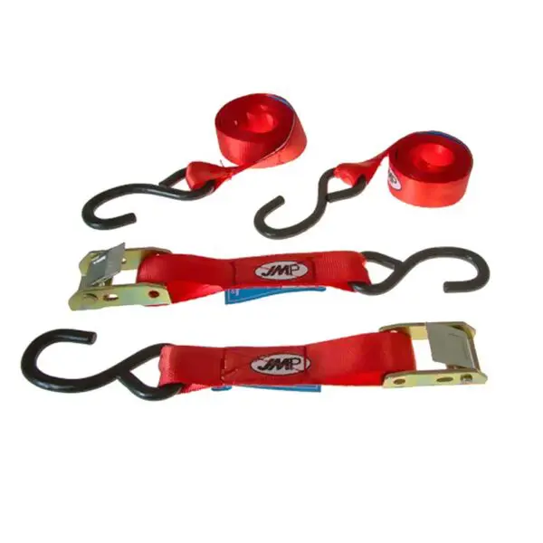 JMP Zurrgurt 25mm/2m Satz + Klemmschl & S-Haken schwarz Motorrad