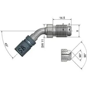Motorrad Aussengewinde beweglich Vario TYP414 45 M10x1.00 Edelstahl silber